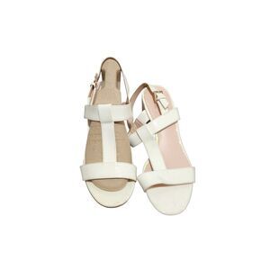 Kate Spade White Patent Block Heel Sandals Women’s 10M Minimal‎ Chic